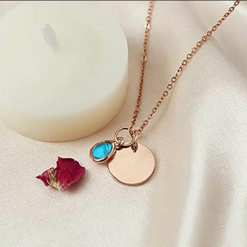 PERSONALIZED NAME & BIRTHSTONE ROSE GOLD SILVER STAINLESS STEEL limited quantity - Picture 5 of 10